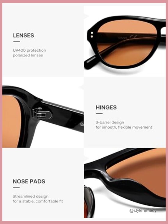 Retro Polarized Aviator Sunglasses with UV400 Protection main image 6